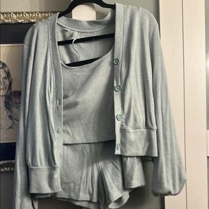 Travis Mathew Light Blue Women's Cardigan Set 3 piece shorts